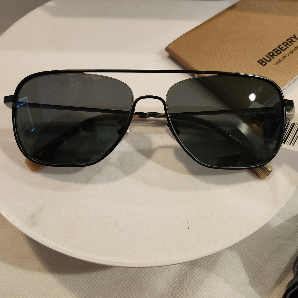 Burberry Men's Falcon BE3112 58mm Pilot Sunglasses in Matte Black - Picture 5 of 7